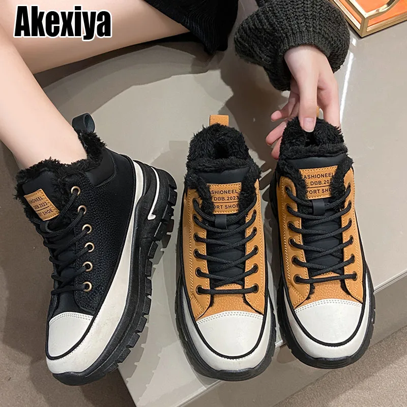 

Женские новые кроссовки из хлопка, повседневные женские теплые зимние Нескользящие сапоги для снега, женская модная уличная спортивная обувь 2023 bc7444