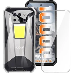 Premium Tempered Glass & Clear Shockproof TPU Case Cover for Unihertz Tank3 (Clear)