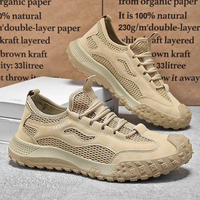 2026 New Summer Men's Breathable Mesh Sneakers All-Match Sports Running Shoes Soft Sole Casual Hiking Shoes