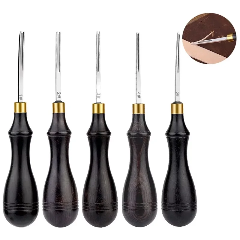 Leather Tool Zxiixz 1Pcs 0.6 to 2.25mm Leather Edge Bevelers Wide Mouth Skiving Tool with Wooden Handle for DIY Leather Craft Professional