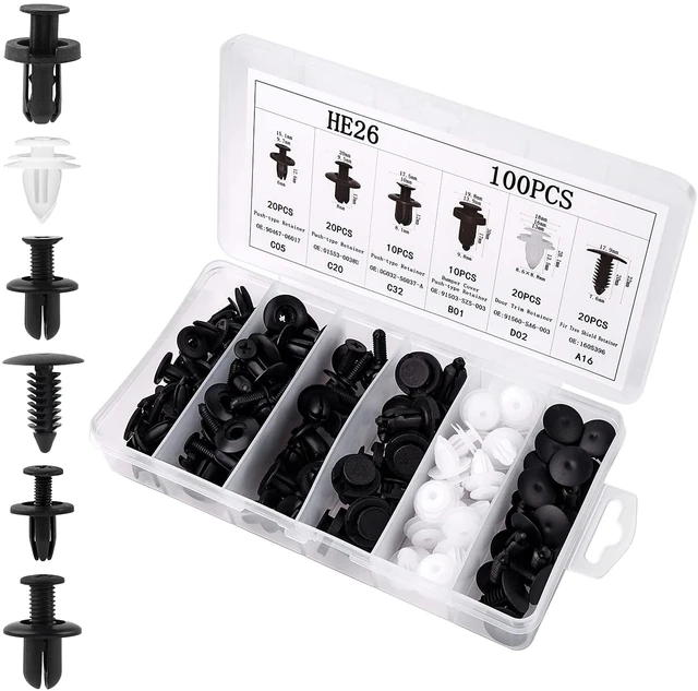 100pcs 6mm CO5 Auto Car Plastic Rivets Clips Car Retainer Kit