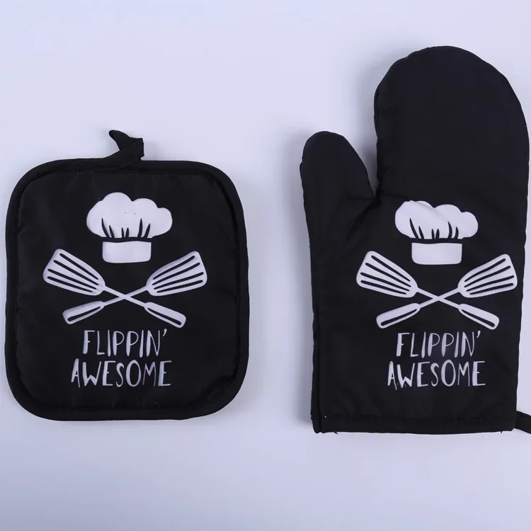 2Pcs/set Microwave Baking BBQ Cotton Pot Holders Kitchen Gloves