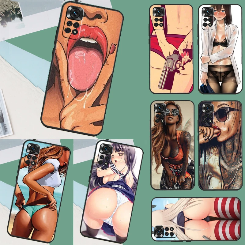 Sexy Lady Red Lips Hot Girl Case Per Xiaomi Redmi Note 12 8 9 10 11 Pro Note 12S 11S 10S 9S 8T Redmi 12 9 10 C Cover