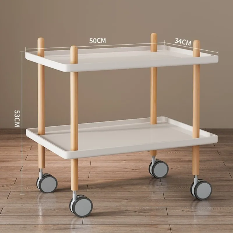Storage Rack Small Cart Mobile Sofa Bedside Table Tea Table Bedside Minimalist Mini Solid Wood Edge Corner