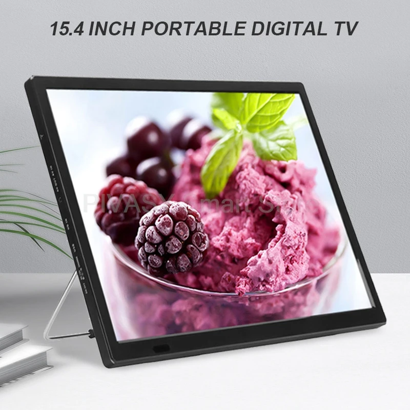 15.4 Inch Mini Car Television Player Portable Digital TV Monitor Movable LED Small Rechargeable for Domestic Outdoor USB HDMI