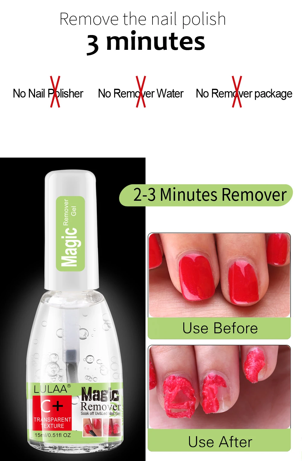 Nail Polish Remover Gel 15ml 1PC