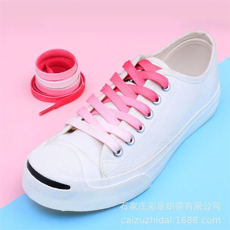 Pair Gradient Shoelaces Rainbow Laces Colorful Flat Shoelace for