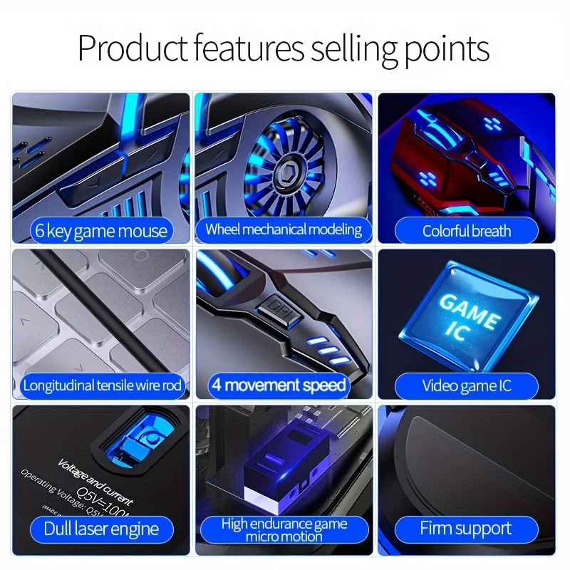 Mechanical Gaming Mouse Six Keys Wired Mouse Computer Accessories