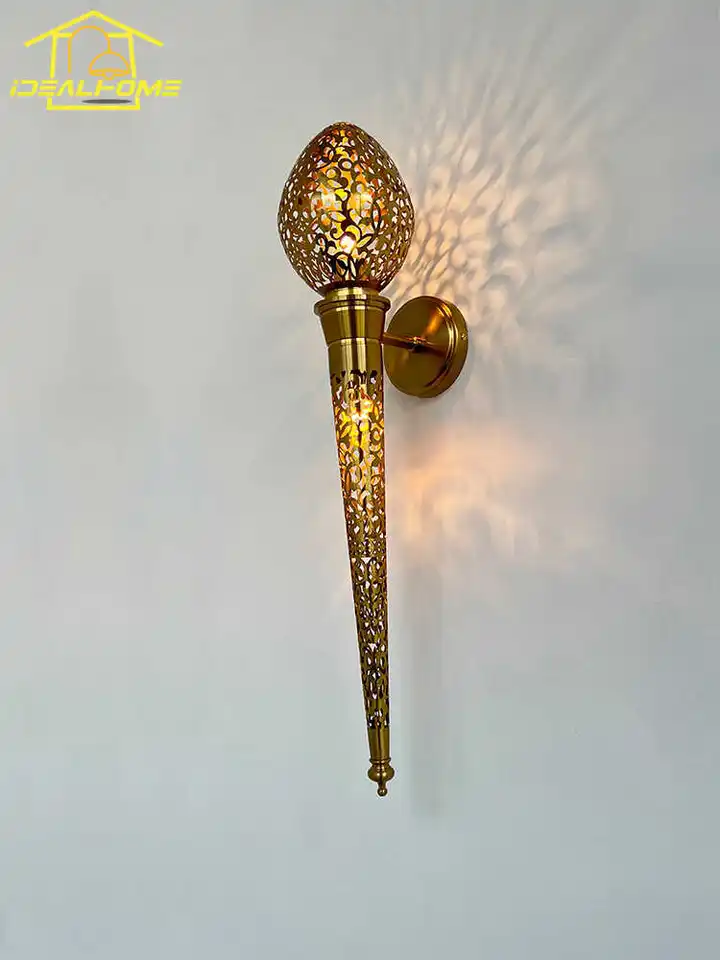 Applique Murale Marocaine En Fer Forgé - Torche Orientale 58 Cm - Lampe Lanterne Style Marocain