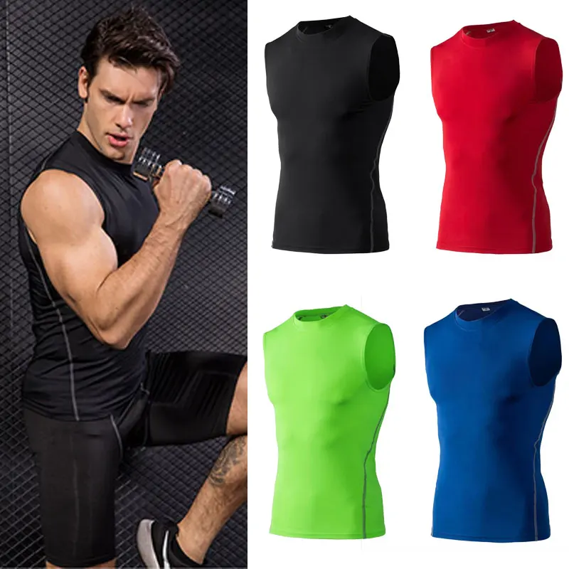 

Mens Fitness Gyms Tank Top Sleeveless Tee Male Workout Tops Compression Vest Breathable Solid Lightweight Quick-dry Sports Vest