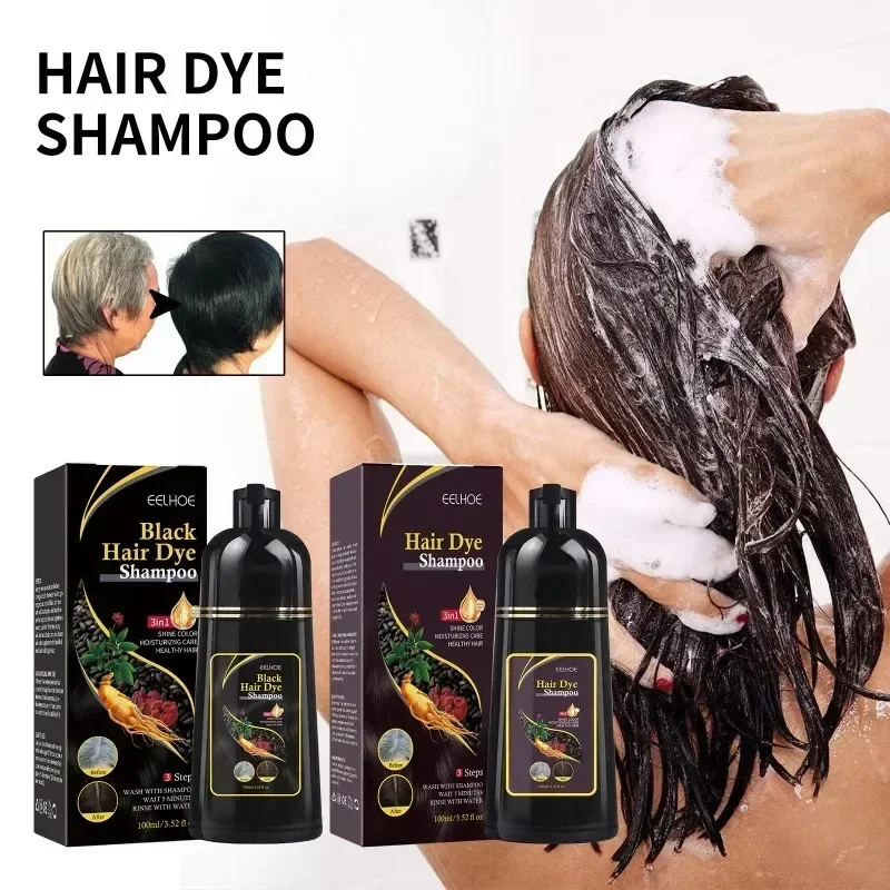 Natural Herbal Hair Dye Shampoo 3 in 1 Hair Color Shampoo for  Hair Dark Brown Black for Women & Men Grey Coverage