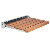 Wall Mounted Foldable Teak Shower Seat Bench Home Care Waterproof Non-Slip Space-Saving Easy Installation 440lbs Capacity 2