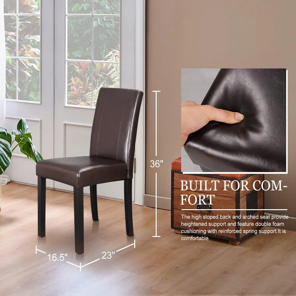 Dining Chair Set of 6, PU Leather Chairs Modern Diner Chairs Armless Side Chair with Solid Wood Legs for Home Kitchen Living Ro 3