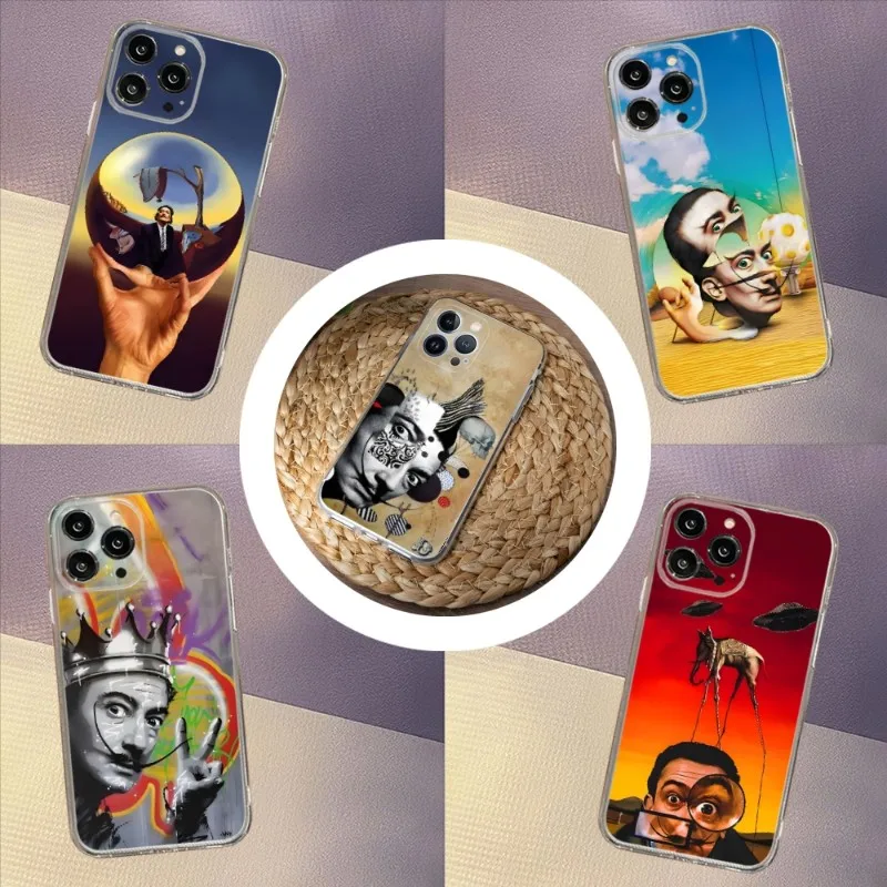 Custodia Per Cellulare Salvador Dali Art Per Iphone 15 14 13 12 Pro Mini 11 Max Xr X Xs 7 8 Plus Silicone Trasparente