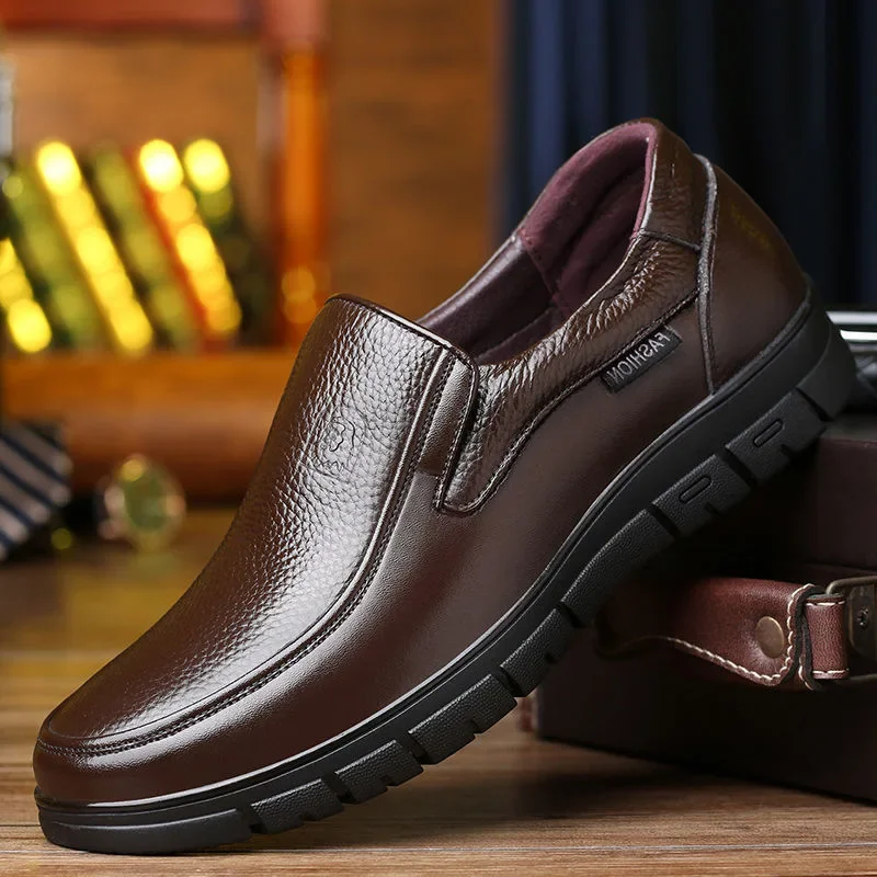 Genuine Leather Casual For Men Handmade Flat Platform Walking Shoes Outdoor Footwear Loafers Breathable Sneakers_vogvips.com