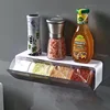 4-Grid Wall Mounted Seasoning Box, Household Kitchen Storage Container, Spice Salt Sugar Storage Container Combination Set 4
