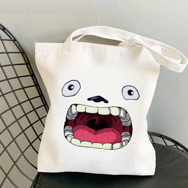 토토로 쇼핑백 재사용 가능한 볼사 쇼퍼 캔버스 주트 백, 재사용 가능한 사콜라 볼사 재사용 가능 주머니