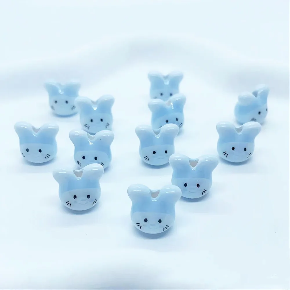 10Pcs Ceramic Colorful Chinchillas Ceramic Beads Rabbit Beads Cute Rabbit Ceramic Beads Animal Cute Rabbit Shape Porcelain Bead