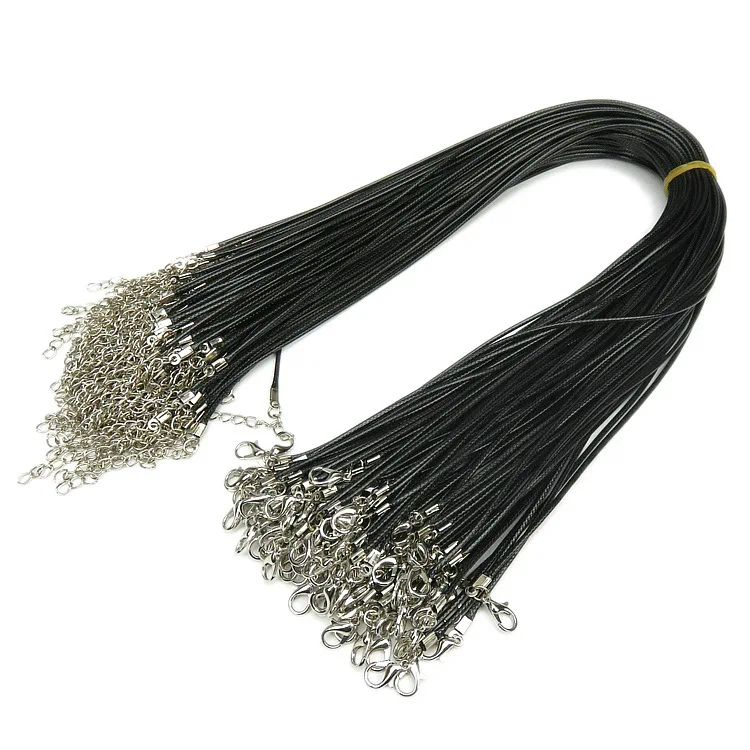 

Black 1.5 Korean Wax Leather Rope Necklace Hanging Rope Pendant Metal Lobster Buckle PU Necklace Rope Accessories