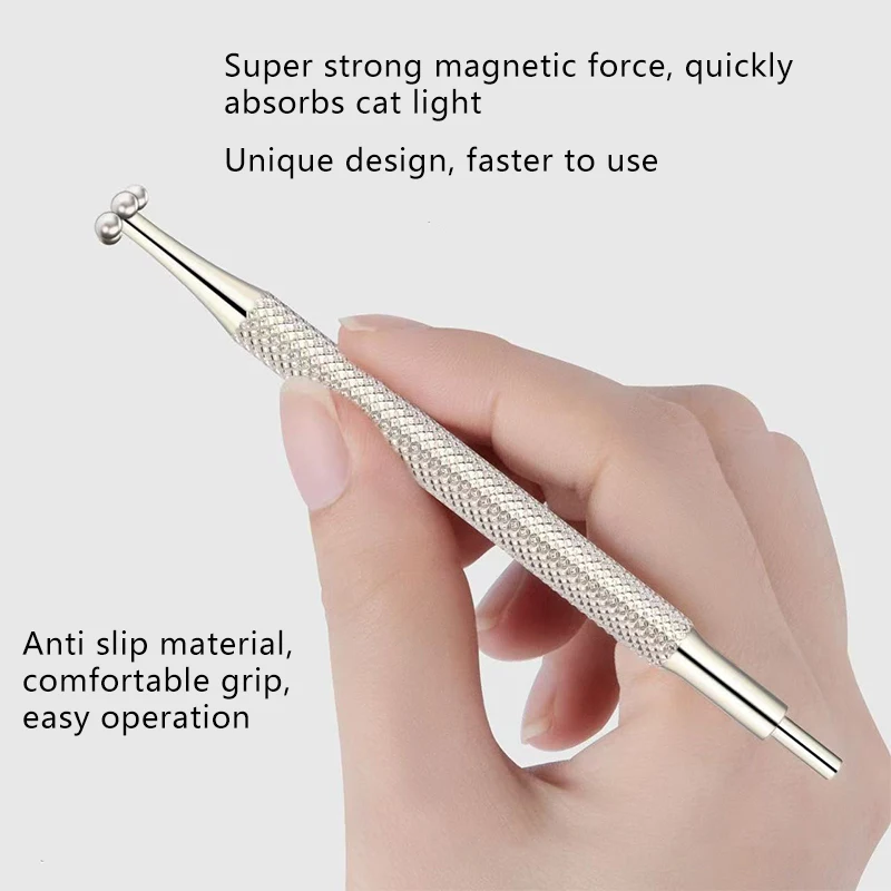 Stylo magnétique à ongles double embout en forme de fleur vortex et d'œil de chat, bâtonnet magnétique argenté puissant pour vernis à ongles gel, outils de manucure_voghion.com