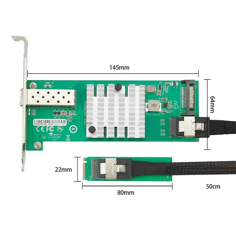 A08E-X520-DA1 M.2 10G SFP+ 광섬유 단일 포트 네트워크 카드 JL82599EN 서버 워크스테이션용 M 키 10Gbe 이더넷 어댑터