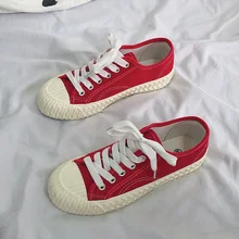 

2022 Spring New Biscuit Shoes Women's Caramel Color Student Net Red Casual Retro Canvas Shoes