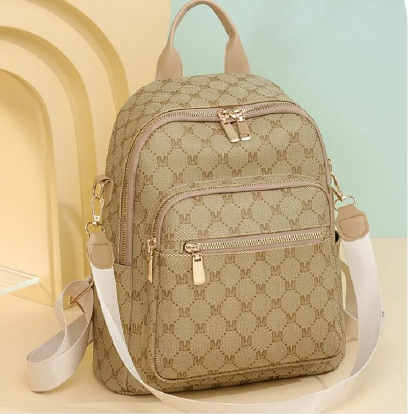 New High Quality Soft Leather Vintage Backpacks Women's Letter Printed Designer Shoulder Bags Large Capacity Travel Backpack 2