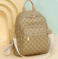 New High Quality Soft Leather Vintage Backpacks Women's Letter Printed Designer Shoulder Bags Large Capacity Travel Backpack 2