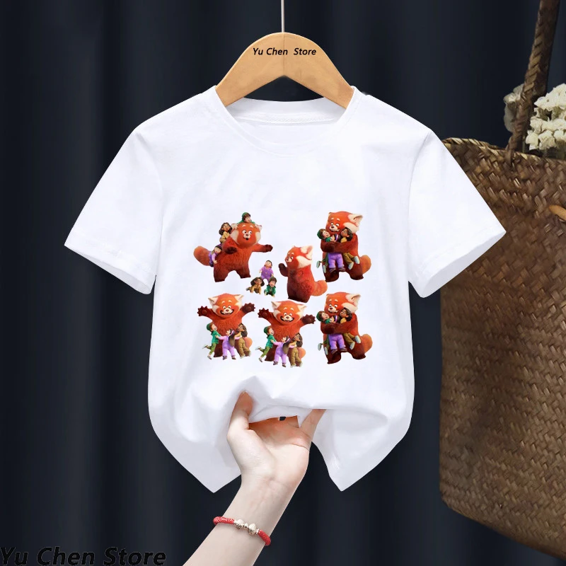 t shirt baby boy	 Cartoon Animation Turning Red Boys' And Girls' T-shirt Harajuku Summer White Print Girls' Boys' Top Short Sleeve Aestheticism t-shirt for kid girl