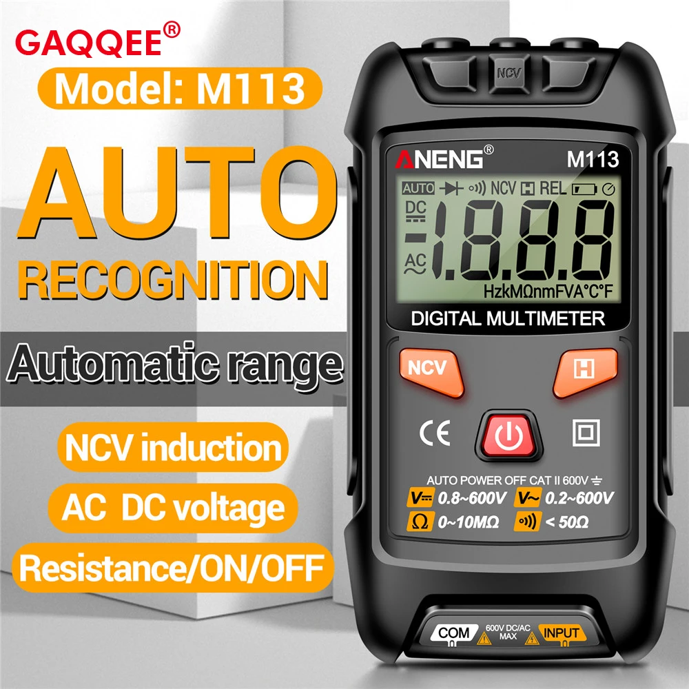 전기요 SD-001 지능형 에너지 절약 상자, 전압 안정기, 가정용 전기 절약 장치, 90V-250V 9 AC DC 미니 디지털 멀티미터 전압계, 600V 옴 NCV 저항 전압 테스터, 테스트 펜 전기 도구, 1999 카운트, M113