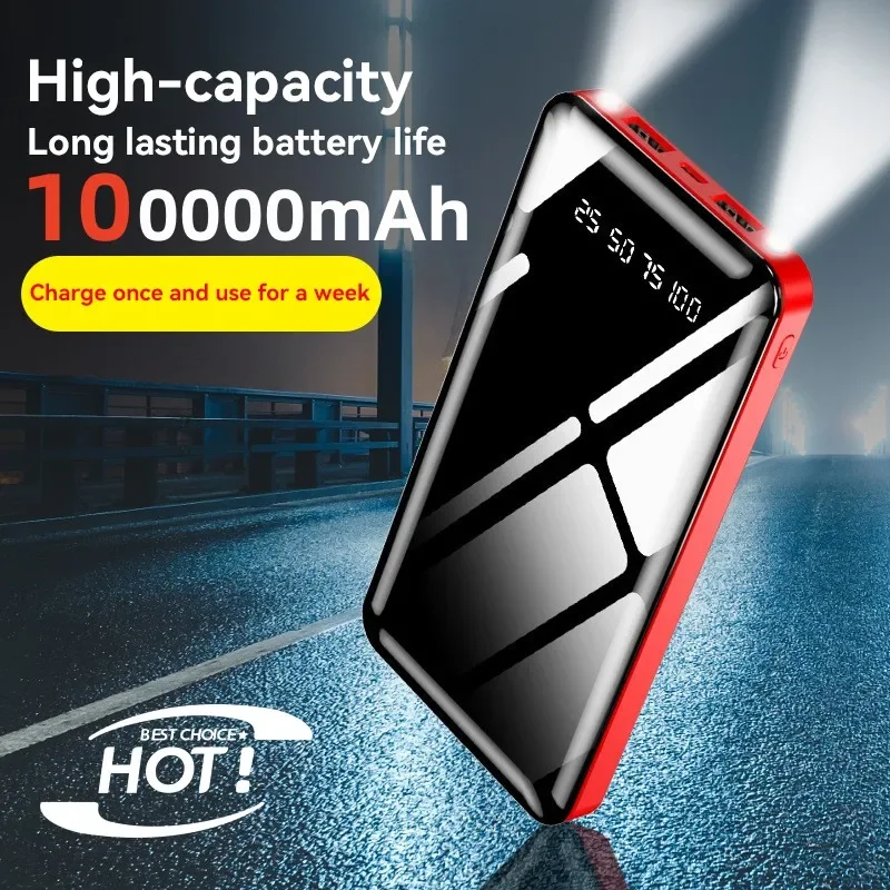 100000mAh Portable Charger Mobile Power Bank Ultra-thin Large Capacity Battery Digital Display Mirror For iphone Samsung Xiaomi 3