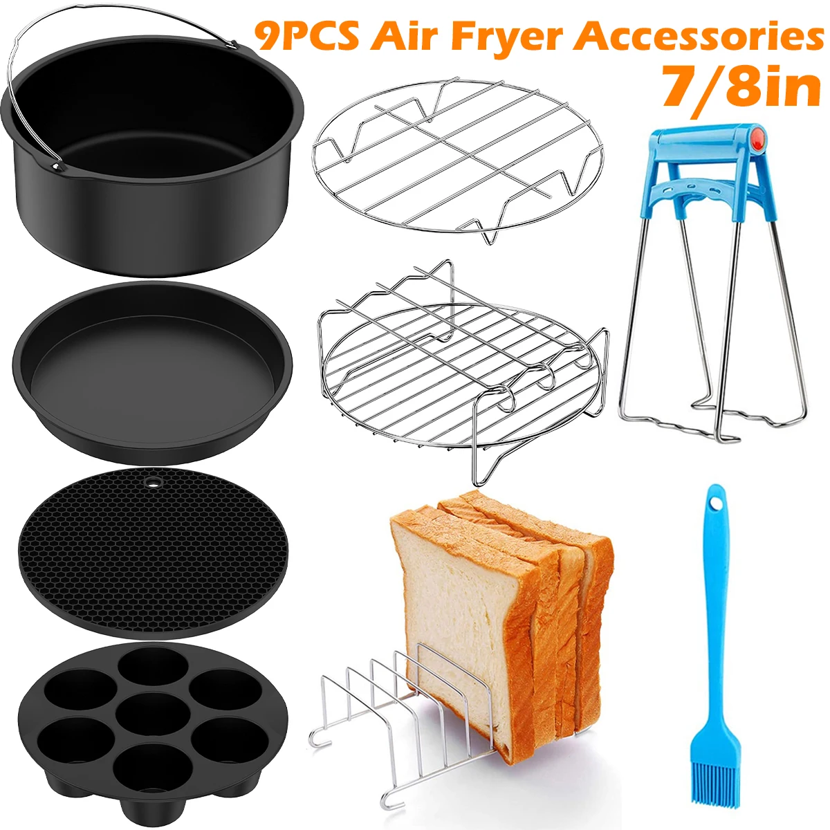 https://ae01.alicdn.com/kf/Sa9e22294f63845d4a17038990d7ada5a2/9-Pcs-Air-Fryer-Accessories-Set-Food-grade-Air-Fryer-Mould-Cake-Basket-Toast-Rack-Oil.jpg