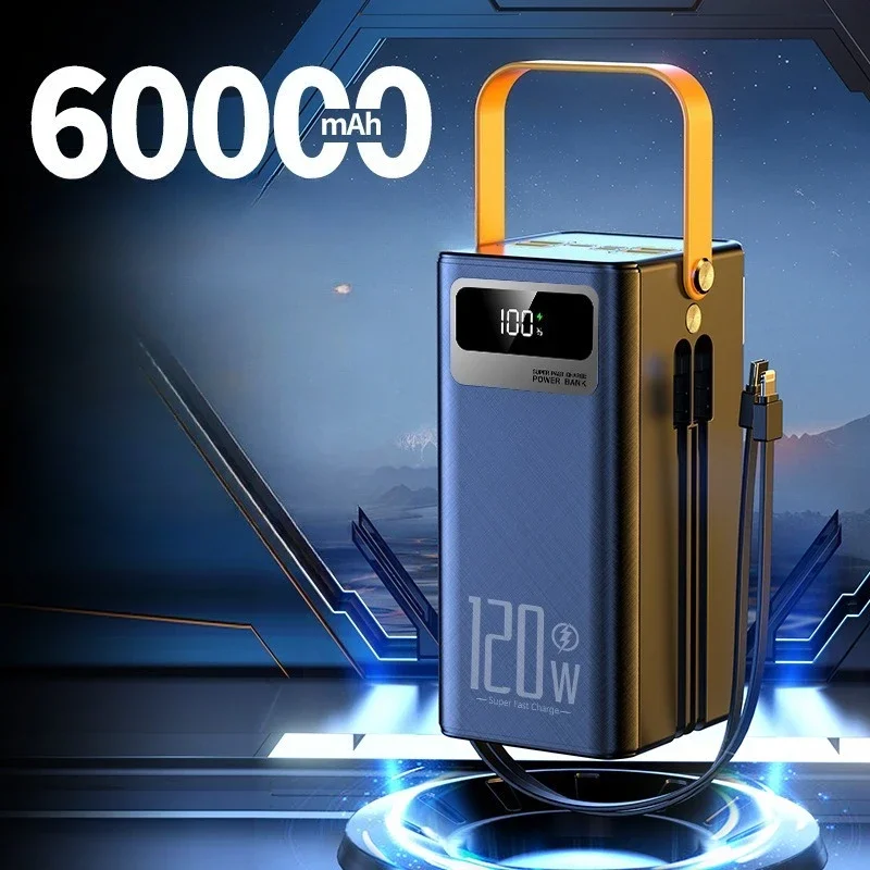 60000mAh Power Bank 120W Fast Charging Portable Charger External Battery for IPhone Xiaomi Laptop Tablet Powerbank High Capacity 6