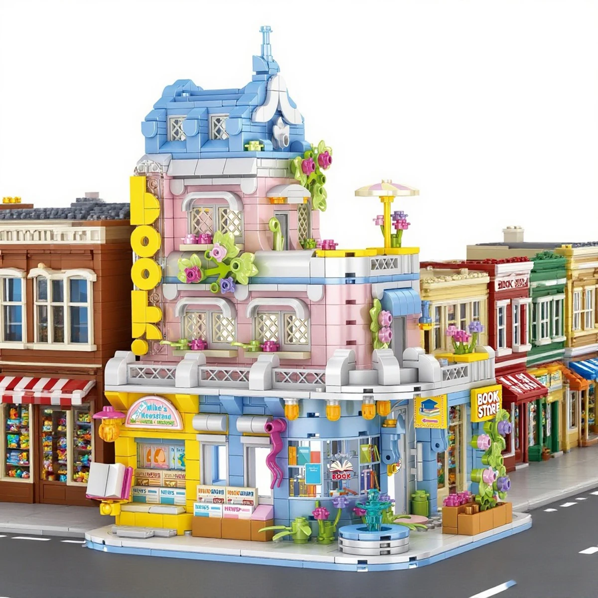 700+pcs City Street View Supermarket Hotel Clothing Store Architecture Building Blocks For Kids,Assembly Miniature_voghion.com