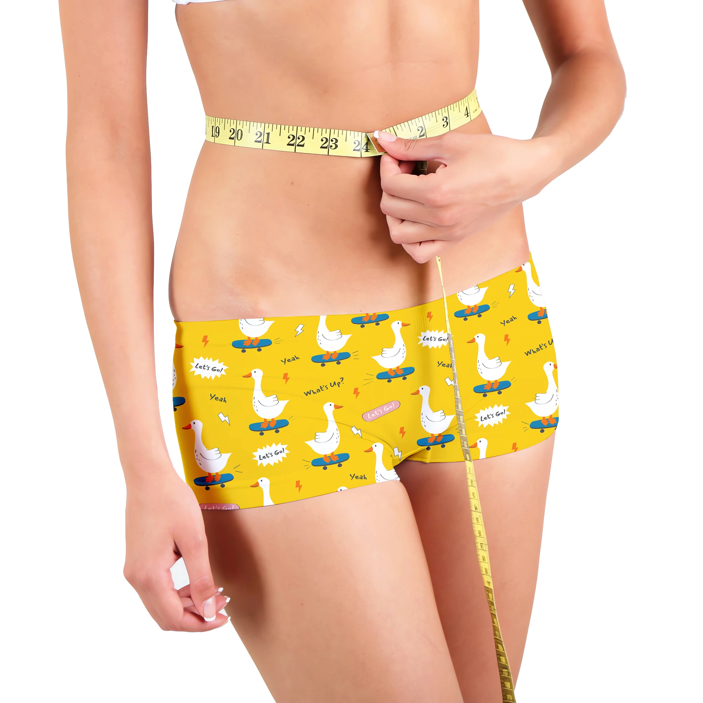 Fashion cartoon duck pattern women shorts 3D printing yellow blue sexy sports swimming trunks multi-purpose female safety pants