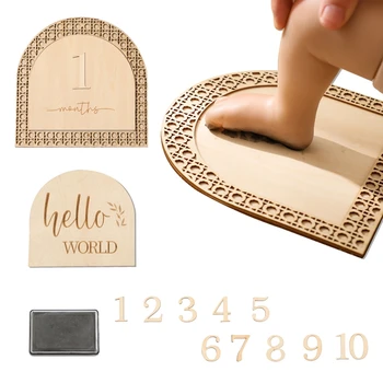 Kit di impronte di mani fai da te per neonati tamponi di inchiostro registrazione di foto pietra miliare in legno stampa di mani accessori per Souvenir per bambini doccia pulita