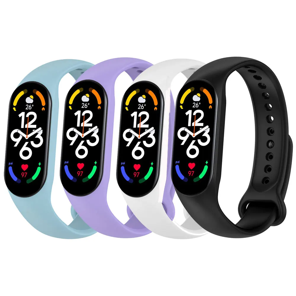 

4 шт. ремешок для Mi band 7 браслет Miband7 miband6 miband5 силиконовый ремешок для смарт-часов наручный браслет Xiaomi mi band 5 6 ремешок