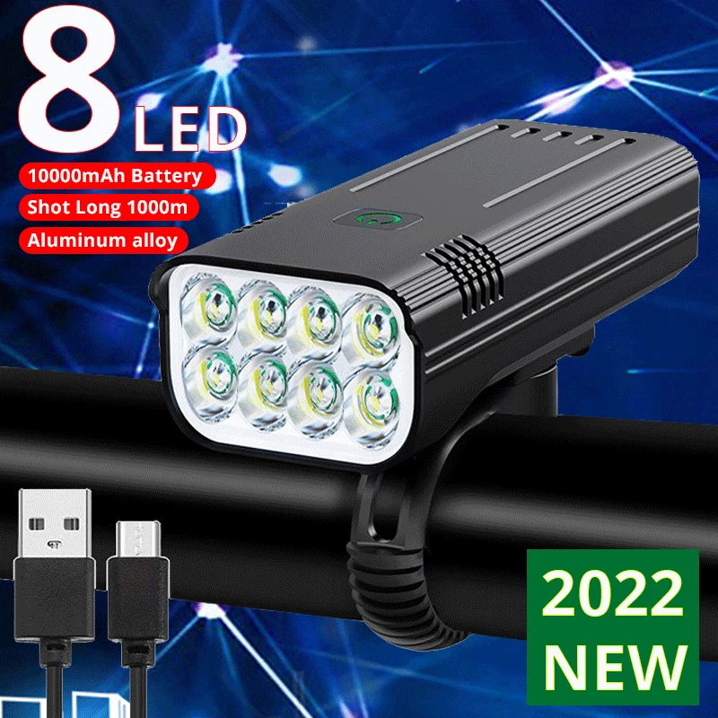 

TRLIFE 8LED Bike Light USB Rechargeable 10000mAh Battery LED Bicycle Light Headlight MTB IPX5 Waterproof Flashlight Front Lamp