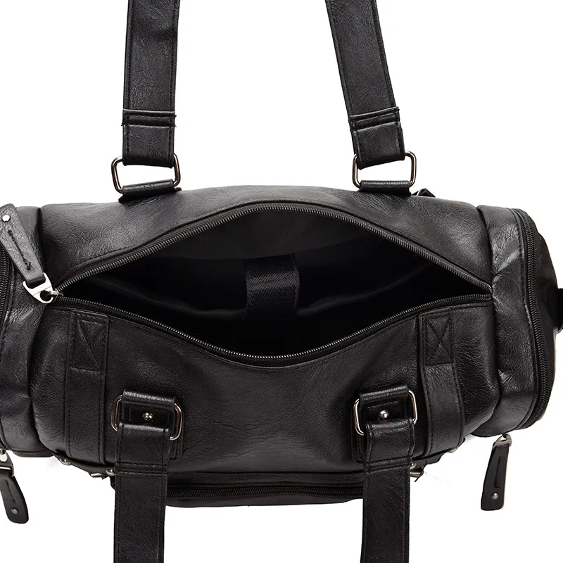 Travel Tote Men's Casual Travel Shoulder Bag Horizontal Outdoor Business Fitness PU Leather Handbag Personalized