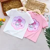 Sanrio Girl Short Sleeve T-Shirt Hello Kitty Kuromi Cinnamoroll Girls' Cotton Material T-shirt Multi Colored Cartoon Pattern Top 2