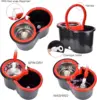 360° Spin Mop Bucket Sets with Wring System in 3 Microfiber Heads, Stainless Steel Basket 61" Extended Handle Floor Cleaning 5