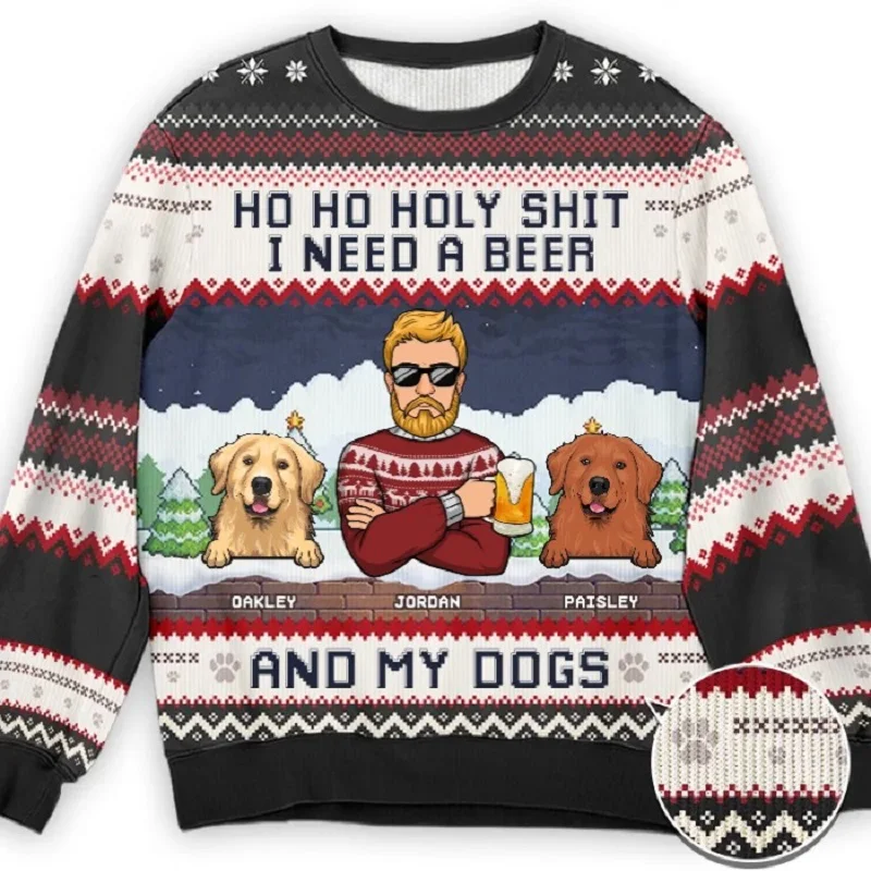 Men Women Ugly Christmas Sweater Funny 3D Printing Climax Tacky Christmas Jumpers Tops Couple Holiday Party Xmas Sweatshirt