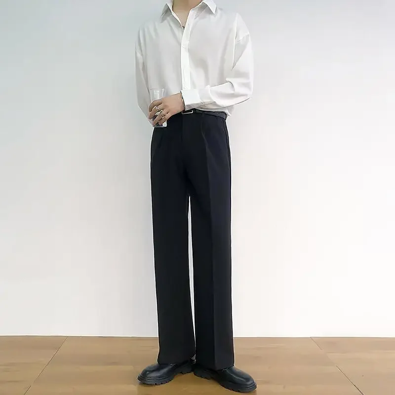 thumbnail image 1 of Pantalones anchos y holgados de verano para hombre, pantalones de traje rectos para hombre, ropa de lujo nueva en primavera, reseñas coreanas, muchos estilos clásicos de vestir, 1 of 5
