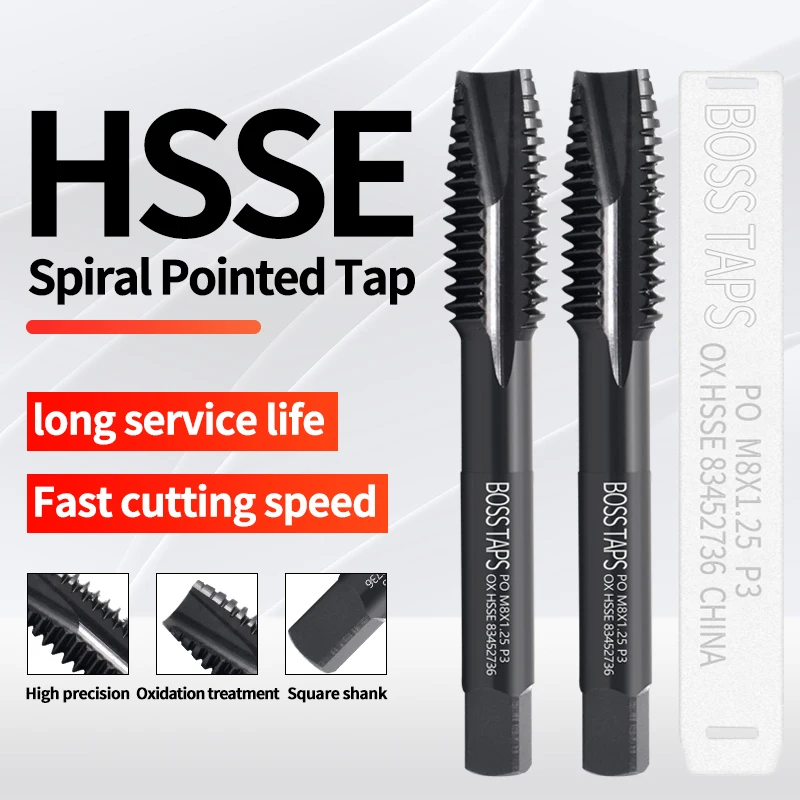 HSSE-M35 JIS Standard Spiral Pointed Tap M1 M1.2 M1.6 M1.4 M2 M3 M4 M5 M6 M8 M10 M12 - M24 Machine S