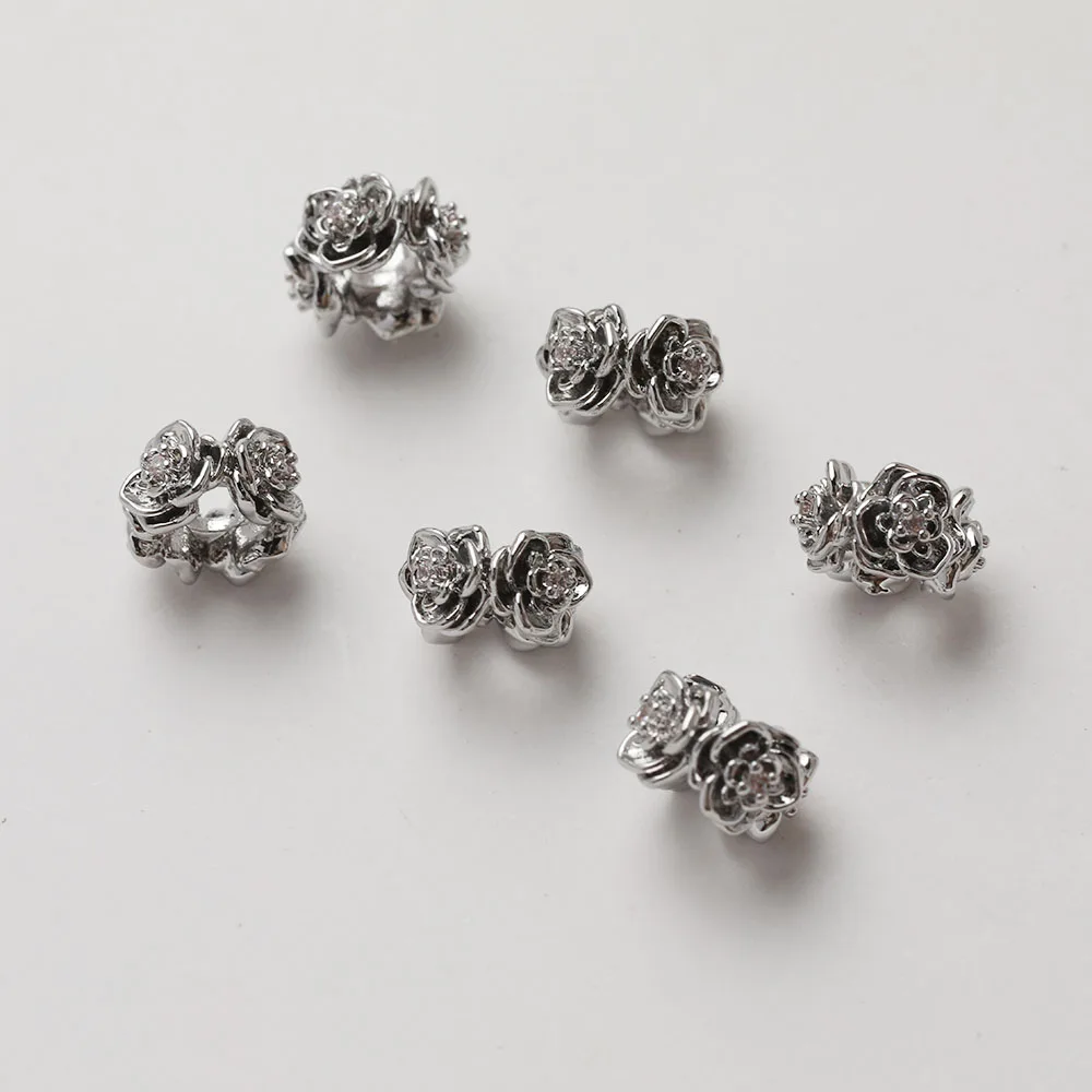 8PCS Dainty Brass Flower Shape Beads Spacer Bead for Jewelry Making Bracelet Supplies DIY 14k Gold Plated Accessory 8*5mm