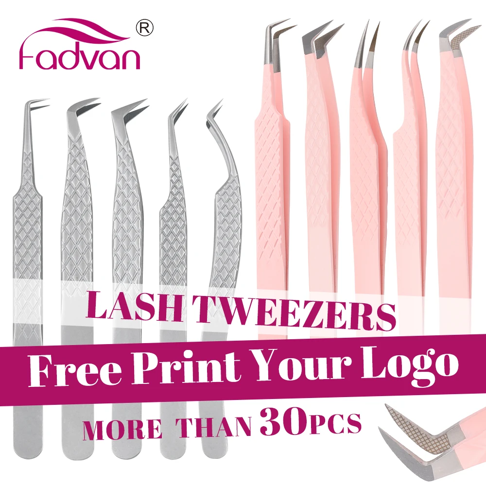 Fadvan Tweezers for Lashes Extension Fiber Tips Stainless Steel Makeup