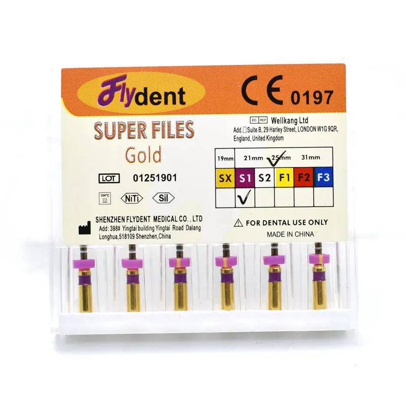Dental Root Canal File Gold Endo Rotary Super Files Golden Endodontic Files 25mm Nickel Titainium Instrument Dentistry endo rotary files,dental pulp files