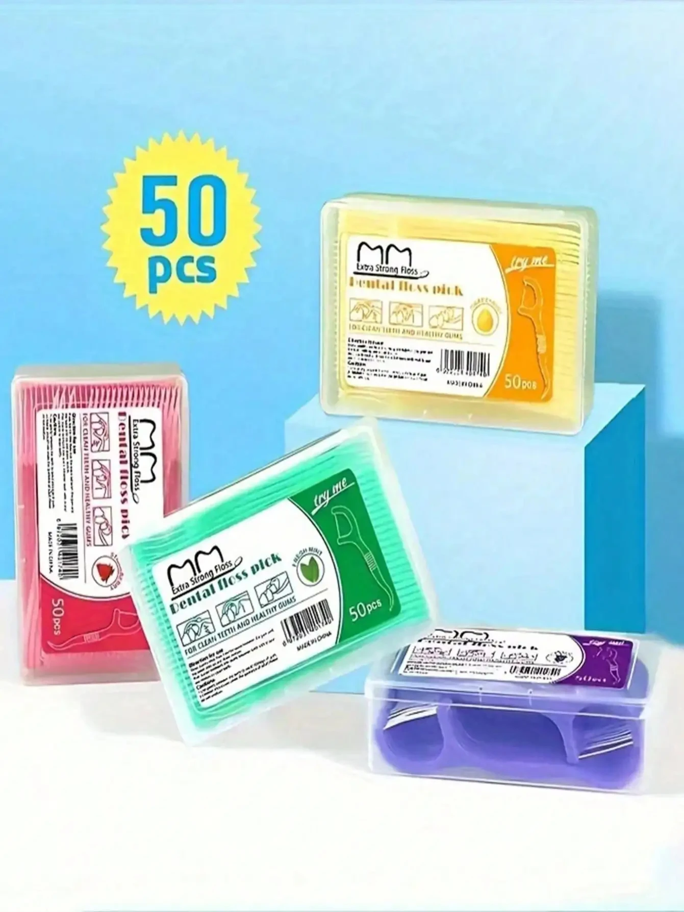 50pcs/box Disposable Dental Floss Stick Super Thin Smooth Individually Packaged Fruit Flavor Home Pack Toothpick Portable for dental floss stick,dental floss sticks,dental floss