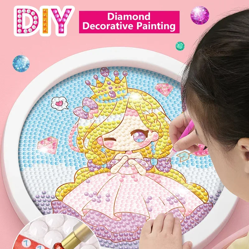 5D 수제 DIY 어린이 장난감, 컬러 다이아몬드 그림, 프레임 포함, 최고의 선물