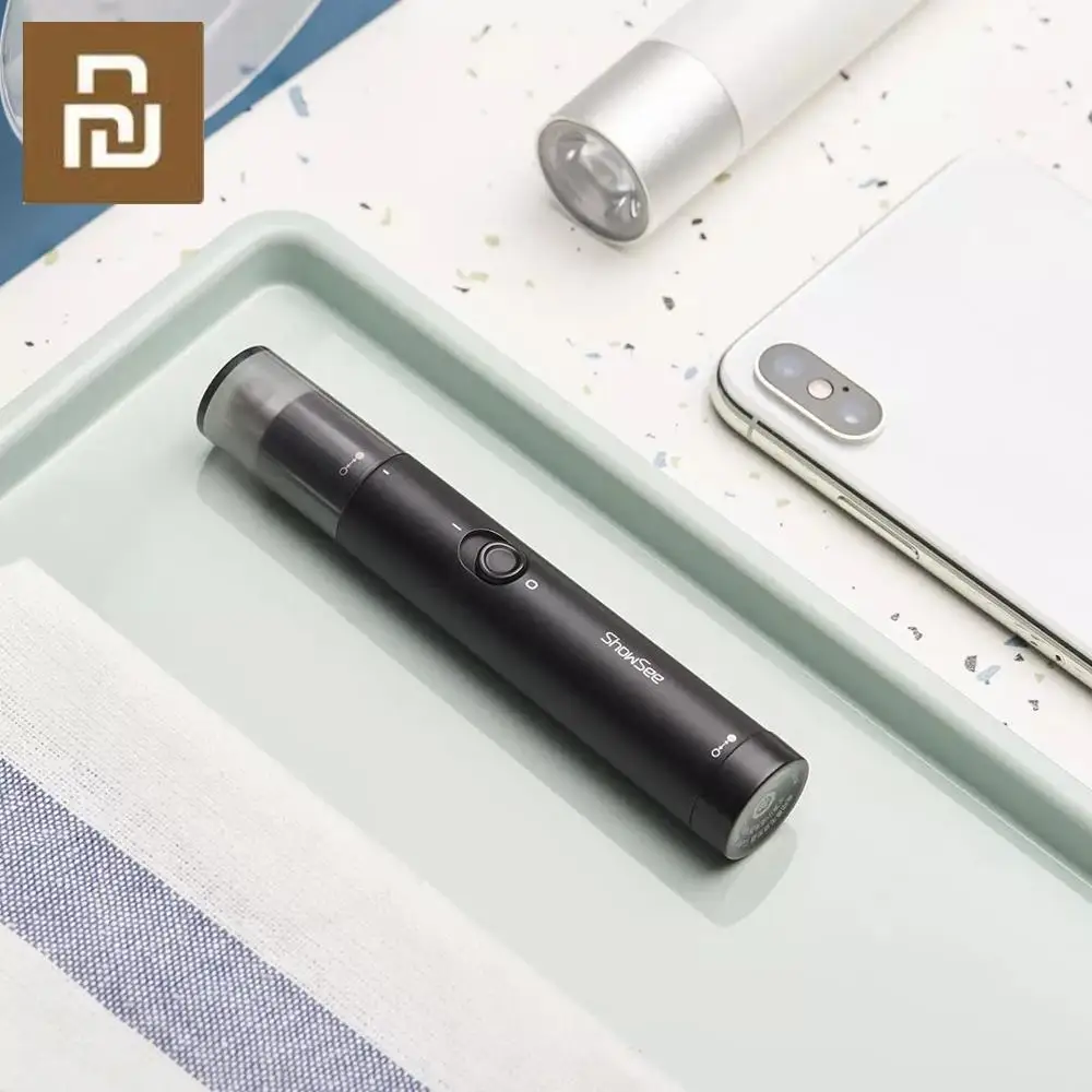 Xiomi Showsee Electric Mini Nose Hair Trimmer Portable Ear Nose Hair Shaver Clipper Waterproof Double-edged Rotating Cutter Head 6